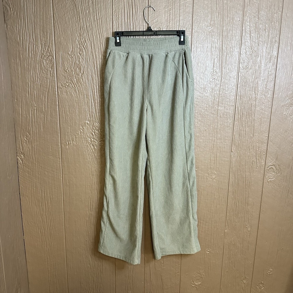 Halara High Rise Corduroy Wide Leg Baggy Mop Pants Sz S Beige Career Wear Casual